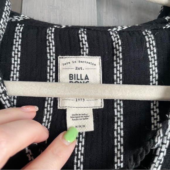 Billabong Women’s Swim cover lightweight pullover black white stripe beach hood - Picture 5 of 5